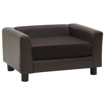 Vidaxl Sofa za pse smeđa 60 x 43 x 30 cm od pliša i umjetne kože
