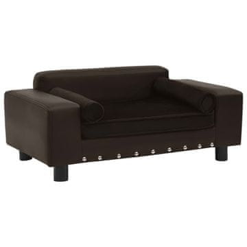Vidaxl Sofa za pse smeđa 81 x 43 x 31 cm od pliša i umjetne kože