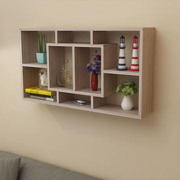 Vidaxl Viseća polica s 8 odjeljaka, hrast