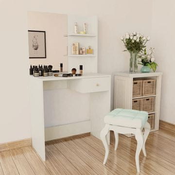 Vidaxl Toaletni stolić, 75x40x141 cm, Materijal na bazi drva, Bijela