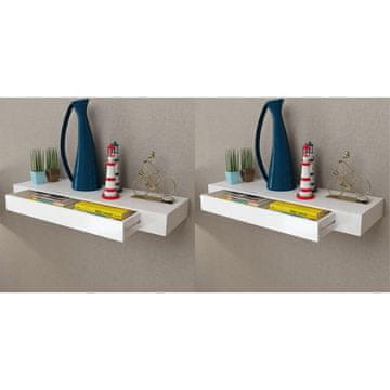 Vidaxl Zidne police s ladicama, 2 kom, bijele, 80 cm