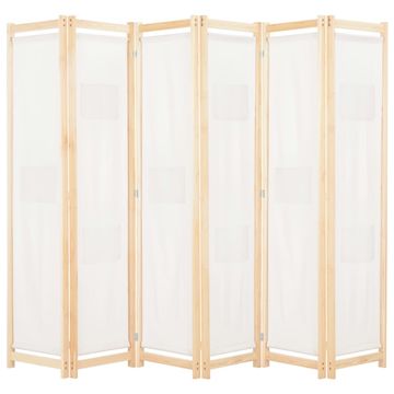 Vidaxl Pregrada za sobu sa 6 panela, krem, 240 x 170 x 4 cm, tkanina
