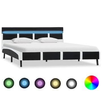 Vidaxl Okvir za krevet s LED rasvjetom crni, umjetna koža 120 x 200 cm