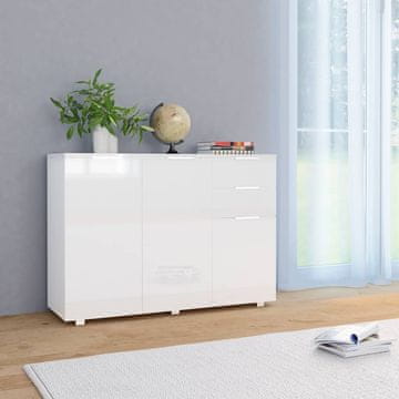 Vidaxl Komoda s ladicama visokog sjaja bijela 107x35x80,5 cm
