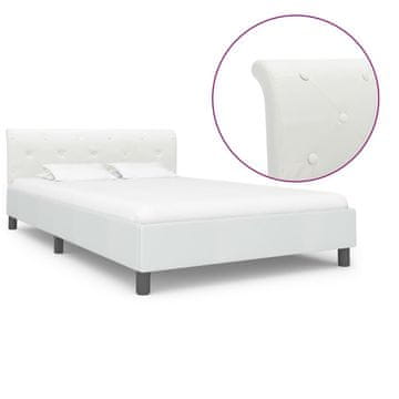 Vidaxl Okvir za krevet od bijele umjetne kože 140 x 200 cm