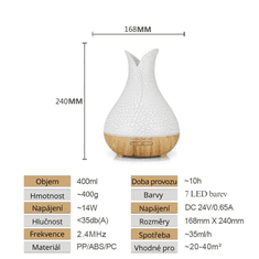 BOT Smart aroma difuzor B5 - bijelo i svijetlo smeđe drvo 400 ml