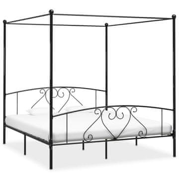 Vidaxl Okvir za krevet s baldahinom, crni metal, 180 x 200 cm