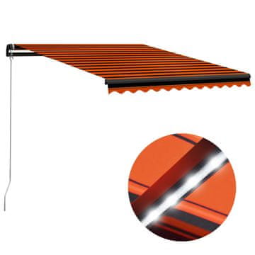 Vidaxl Tenda na ručno uvlačenje LED 300 x 250 cm narančasto-smeđa