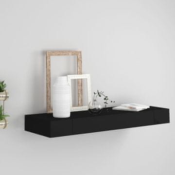 Vidaxl Zidna polica s ladicom crna 80x25x8 cm