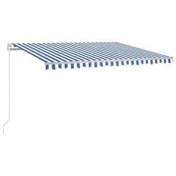 Vidaxl Tenda na ručno uvlačenje 450 x 350 cm plavo-bijela