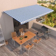 Vidaxl Tenda na ručno uvlačenje 600 x 350 cm plavo-bijela