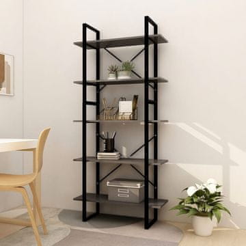 Vidaxl Biblioteka s 5 katova siva 80x30x175 cm masivni bor