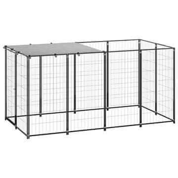Vidaxl Kavez za pse Crni 2,42 m² Čelik