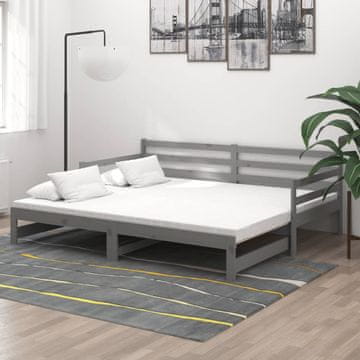 Vidaxl Krevet na izvlačenje, sivi, masivni borov drvo, 2x (90x200) cm