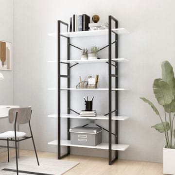 Vidaxl Biblioteka s 5 katova bijela 100x30x175 cm