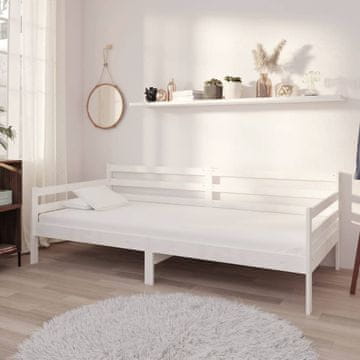 Vidaxl Dnevni krevet s madracem, 90x200 cm, bijela, borovina