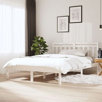 Vidaxl Okvir za krevet Bijeli Masivni borov drvo 140x200 cm
