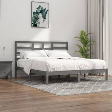Vidaxl Okvir za krevet od sivog punog drva 200 x 200 cm