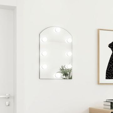 Vidaxl Ogledalo s LED svjetlima, 90x45 cm, staklo, s lukom