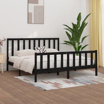 Vidaxl Okvir za krevet crni masivni borov drvo 200 x 200 cm