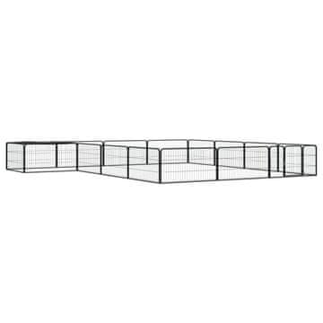 Vidaxl Ograda za pse s 16 panela crna 100 x 50 cm čelik obložen prahom