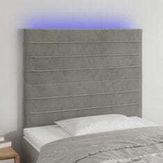 Vidaxl LED uzglavlje svjetlosivo 90x5x118/128 cm baršunasto