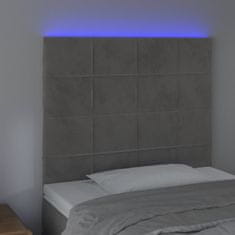 Vidaxl LED uzglavlje svjetlosivo 90x5x118/128 cm baršunasto