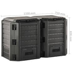 Vidaxl Vrtni komposter crni 800 L