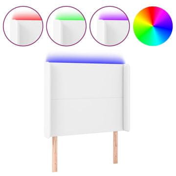 Vidaxl LED uzglavlje bijelo 103x16x118/128 cm od umjetne kože