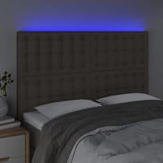 Vidaxl LED uzglavlje smeđesivo 144x5x118/128 cm od tkanine