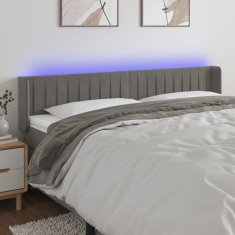 Vidaxl LED uzglavlje svjetlosivo 163x16x78/88 cm baršunasto