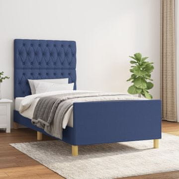 Vidaxl Okvir kreveta bez madraca plavi 90x200 cm tkanina