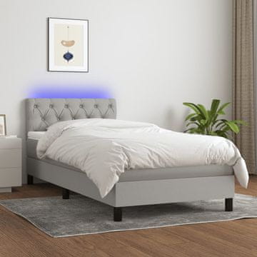 Vidaxl Krevet s oprugom i madracem, svijetlosiva, 80x200 cm, tkanina