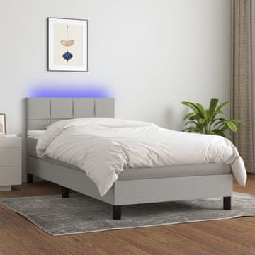 Vidaxl Krevet s oprugom i madracem, svijetlosiva, 80x200 cm, tkanina