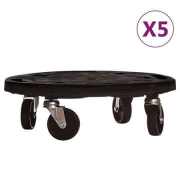 Vidaxl Kolica za biljke s kotačima 5 kom promjer 40 cm crna 275 kg