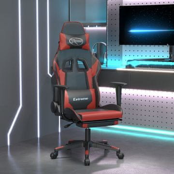 Vidaxl Gamerska stolica s osloncem za noge, crna i vinska, umjetna koža