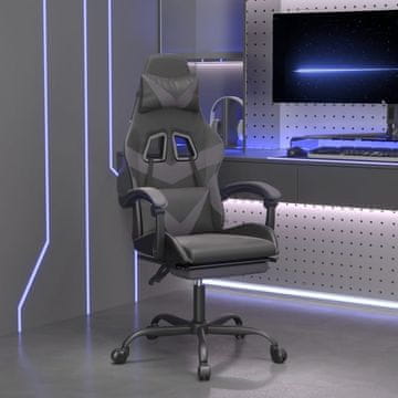 Vidaxl Gamerska stolica s osloncem za noge, crna i siva, umjetna koža