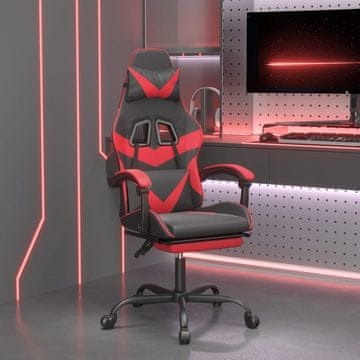 Vidaxl Gamerska stolica s osloncem za noge, crna i crvena, umjetna koža
