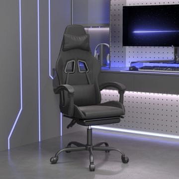 Vidaxl Okretna igraća stolica s osloncem za noge, crna, umjetna koža