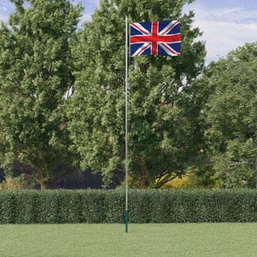 Vidaxl Britanska zastava s jarbolom, 6,23 m, aluminij