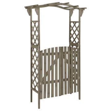 Vidaxl Pergola s vratima 116 x 40 x 204 cm siva od masivne jelovine
