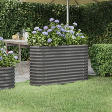 Vidaxl Uzdignuta žardinjera od čelika s praškastim premazom 114x40x68 cm siva