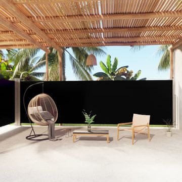 Vidaxl Uvlačna bočna tenda za terasu, crna, 180 x 1000 cm