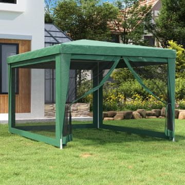 Vidaxl Mrežasti šator za zabavu s 4 stijenke, zeleni, 3x4 m HDPE
