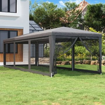 Vidaxl Mrežasti šator za zabave s 8 stijenki, antracit, 3 x 9 m, HDPE