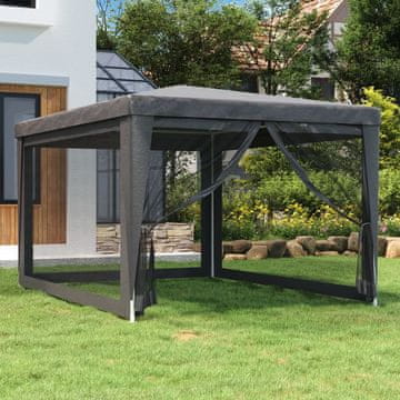 Vidaxl Mrežasti šator za zabavu s 4 stijenke, antracit, 3x4 m, HDPE