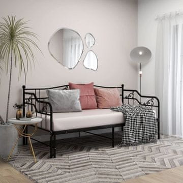 Vidaxl Sofa s izvlačnim okvirom za krevet crna metalna 90x200 cm