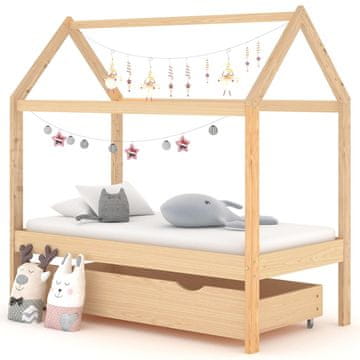 Vidaxl Dječji okvir kreveta s ladicama od bora 70x140 cm
