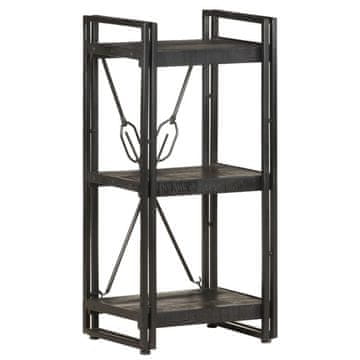 Vidaxl Polica s 3 etaže crna 40x30x80 cm masivno drvo manga