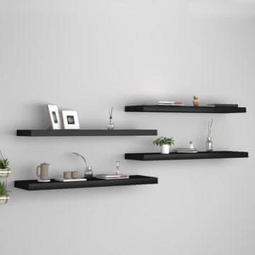 Vidaxl Zidne police, 4 kom, crne, 90 x 23,5 x 3,8 cm, MDF